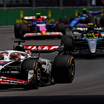 May 4, 2024; Miami Gardens, Florida, USA; Hass drive Kevin Magnussen (20) during the F1 Sprint Race at Miami International Autodrome. Mandatory Credit: Peter Casey-USA TODAY Sports