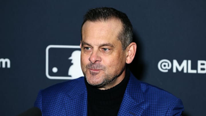 Dec 10, 2024; Dallas, TX, USA; New York Yankees manager Aaron Boone speaks to the media at the Hilton Anatole during the 2024 MLB Winter Meetings. Mandatory Credit: Tim Heitman-Imagn Images Dec 10, 2024; Dallas, TX, USA; New York Yankees manager Aaron Boone speaks to the media at the Hilton Anatole during the 2024 MLB Winter Meetings. Mandatory Credit: Tim Heitman-Imagn Images