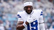 Dallas Cowboys wide receiver Ryan Flournoy looks on before the start of the game against the Carolina Panthers 