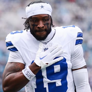 Dallas Cowboys wide receiver Ryan Flournoy looks on before the start of the game against the Carolina Panthers.