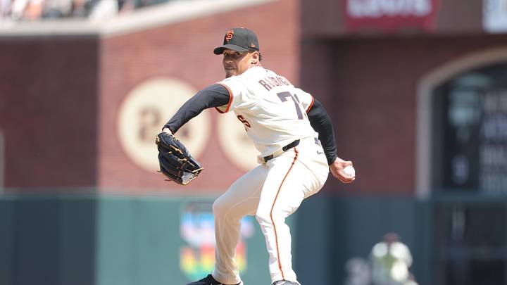Jun 5, 2025; San Francisco, California, USA; San Francisco Giants relief pitcher Randy Rodriguez (73) pitches the ball against the San Diego Padres during the eighth inning at Oracle Park. Mandatory Credit: Kelley L Cox-Imagn Images