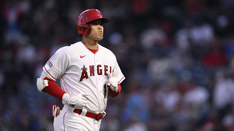 Aug 23, 2023; Anaheim, California, USA; Los Angeles Angels designated hitter Shohei Ohtani (17)