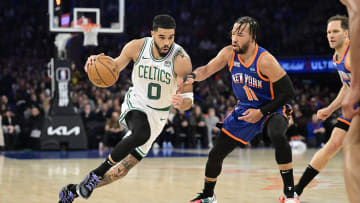 New York Knicks teammates Jalen Brunson and Josh Hart credited the Boston Celtics as the team that everyone is gunning for next season