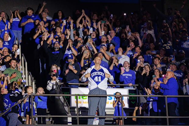 Pope is introduced from the upper level during Big Blue Madness last week.