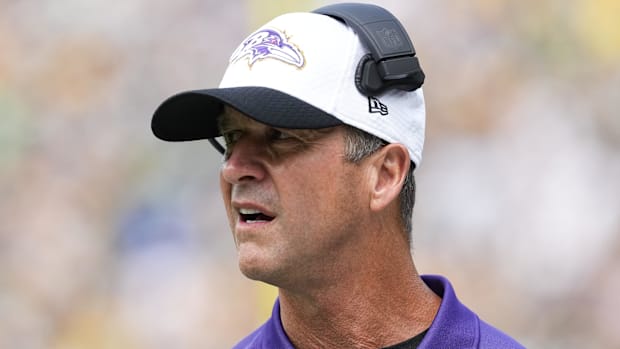 Baltimore Ravens coach John Harbaugh