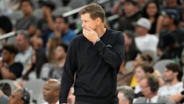 Oct 10, 2025; San Antonio, Texas, USA; Utah Jazz head coach Will Hardy observes the second half against the San Antonio Spurs at Frost Bank Center. Mandatory Credit: Scott Wachter-Imagn Images