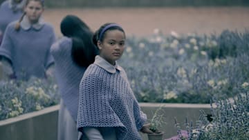The Handmaid’s Tale -- “Motherland” - Episode 508 -- June considers a tempting but risky offer from a surprise visitor. Serena hits rock bottom and searches for allies. Hannah (Jordana Blake), shown. (Photo by: Sophie Giraud/Hulu)