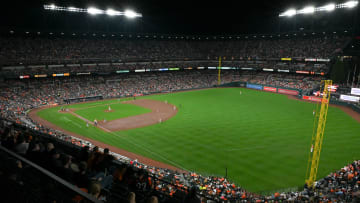 Sep 30, 2023; Baltimore, Maryland, USA; A general view of Oriole Park at Camden Yards during a game between the Baltimore Orioles and the Boston Red Sox