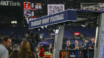 Nov 16, 2023; Baltimore, Maryland, USA; A general view of the Thursday Night Football set before the