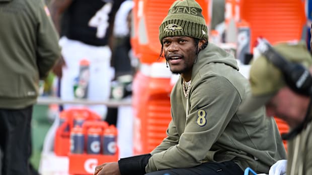 El mariscal de campo de los Baltimore Ravens, Lamar Jackson