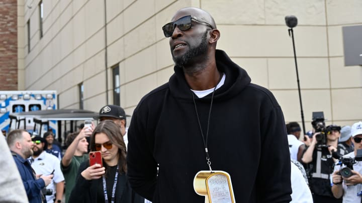 Former basketball star Kevin Garnett on hand for the Colorado Buffaloes USC Trojans football game at Folsom Field. 