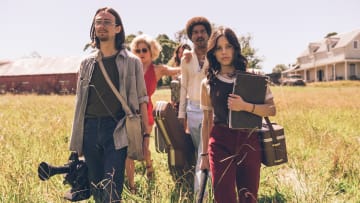 X (L-R) ) Owen Campbell, Brittany Snow, Mia Goth, Scott Mescudi, Jenna Ortega - Photo Credit: Christopher Moss