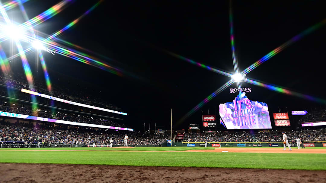 Sep 28, 2019; Denver, CO, USA; General wide view of the bottom of the ninth inning between the Milwaukee Brewers against the Colorado Rockies at Coors Field.
