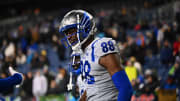 Feb 23, 2023; Seattle, WA, USA; St. Louis Battlehawks wide receiver Hakeem Butler (88) celebrates after scoring a touchdown against the Seattle Sea Dragons during the second half at Lumen Field. St. Louis defeated Seattle 20-18. Mandatory Credit: Steven Bisig-USA TODAY Sports