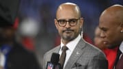 Nov 16, 2023; Baltimore, Maryland, USA;  Mike Garafolo, football analyst, on the field before the game between the Baltimore Ravens and the Cincinnati Bengals at M&T Bank Stadium.  