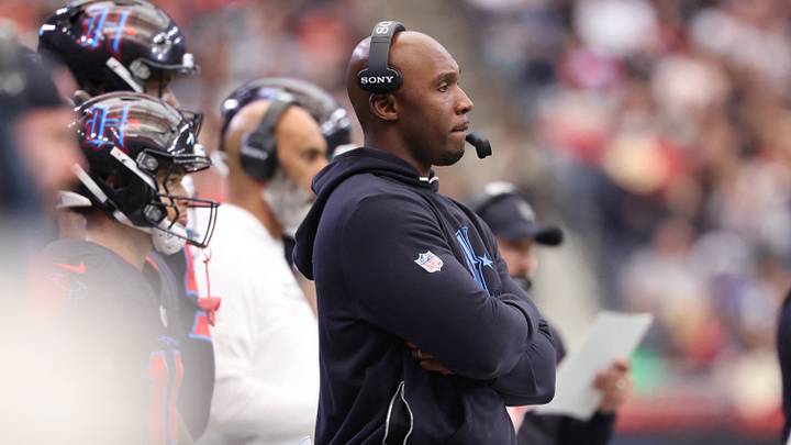 Jan 4, 2026; Houston, Texas, USA;  Houston Texans head coach Demeco Ryans stands on the sidelines against the Indianapolis Colts during the first half at NRG Stadium. Mandatory Credit: Troy Taormina-Imagn Images