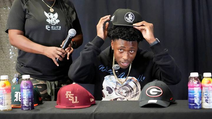 Chauncey Kennon announces he has selected Florida State University to commit to play football for. Booker High cornerback/defensive back Chauncey Kennon held a party Sunday afternoon, July 6, 2025 at the DeSoto Boys and Girls Club in Bradenton, where he would decide which college he would commit to play football for. Kennon had to choose between Miami, Florida State, Georgia and Florida.