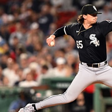 Chicago White Sox starting pitcher Davis Martin (65) pitches against the Boston Red Sox during the third inning at Fenway Park on Sept 6.