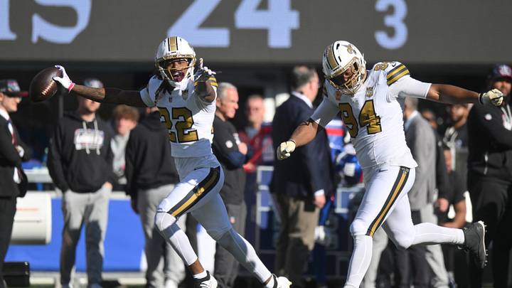 New Orleans Saints cornerback Martin Emerson Jr. and defensive end Cameron Jordan.