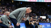 Mar 29, 2024; Denver, Colorado, USA; Denver Nuggets head coach Michael Malone reacts in the second