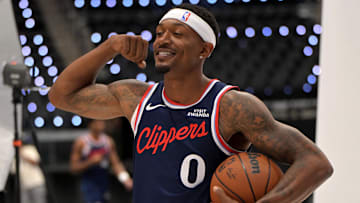 Sep 29, 2025; Inglewood, CA, USA; Los Angeles Clippers guard Bradley Beal (0) photographed during media day at Intuit Dome. Mandatory Credit: Jayne Kamin-Oncea-Imagn Images