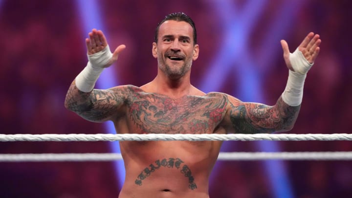 CM Punk reacts during the Mens Royal Rumble match at Tropicana Field. 