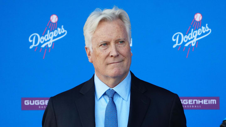 Los Angeles Dodgers owner Mark Walter at a introductory press conference for Shohei Ohtani at Dodger Stadium. 
