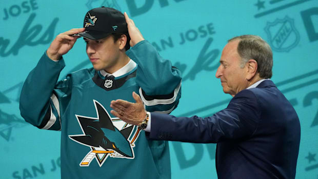 San Jose Sharks forward Michael Misa