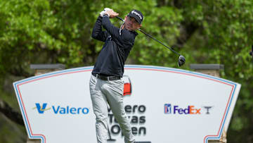 Brian Harman tees off during the 2025 Valero Texas Open