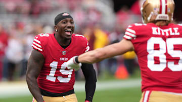 San Francisco 49ers wide receiver Deebo Samuel (19) with tight end George Kittle (85)