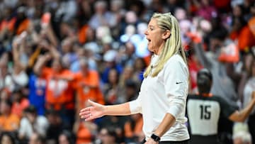 Sep 22, 2024; Uncasville, Connecticut, USA; Indiana Fever head coach Christie Sides during game one of the first round of the 2024 WNBA Playoffs at Mohegan Sun Arena. Mandatory Credit: Mark Smith-Imagn Images