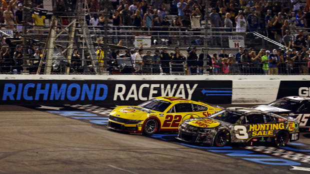 Joey Logano battles Austin Dillon in the 2024 Cook Out 400 at Richmond Raceway