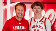 Nebraska coach Fred Hoiberg with 2027 four-star forward Ty Schlagel.