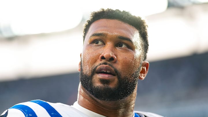 Indianapolis Colts defensive tackle DeForest Buckner stands stunned