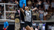 Purdue Junior Taylor Anderson (5) returns an errant dig