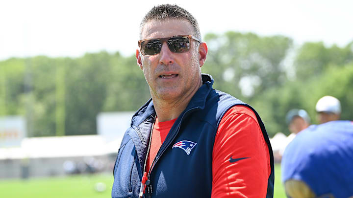 Jul 28, 2025; Foxborough, MA, USA; New England Patriots head coach Mike Vrabel leaves the practice fields after training camp at Gillette Stadium. Mandatory Credit: Eric Canha-Imagn Images
