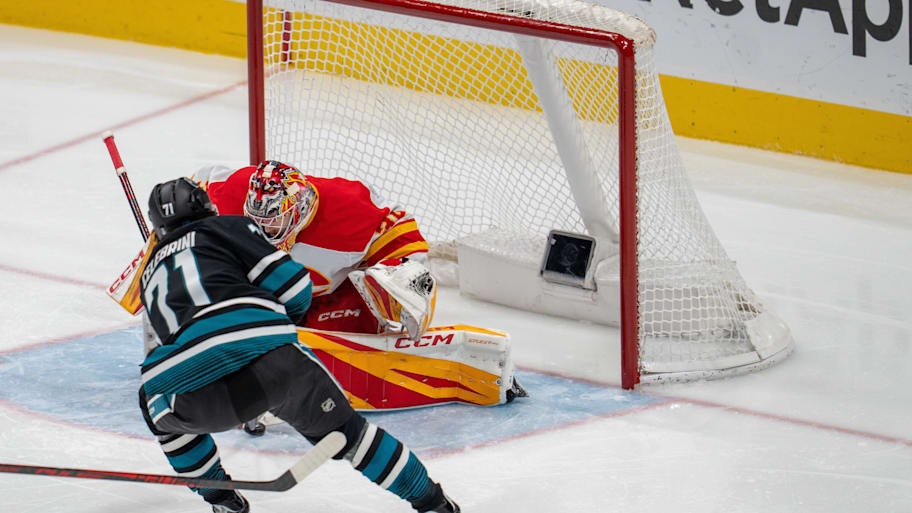 Macklin Celebrini scores a goal