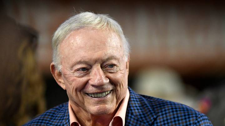 Dallas Cowboys owner and general manager Jerry Jones attends the Big 12 football game between Texas Tech and Texas, Friday, Nov. 24, 2023, at Darrell K. Royal-Texas Memorial Stadium in Austin.