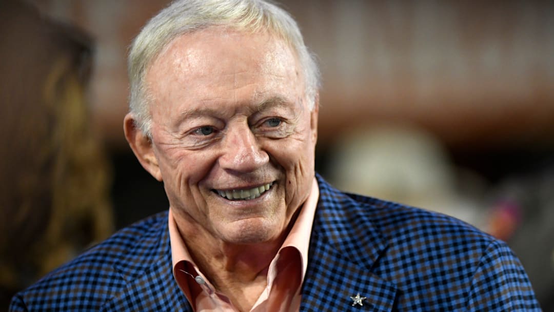 Dallas Cowboys owner and general manager Jerry Jones attends the Big 12 football game between Texas Tech and Texas, Friday, Nov. 24, 2023, at Darrell K. Royal-Texas Memorial Stadium in Austin.