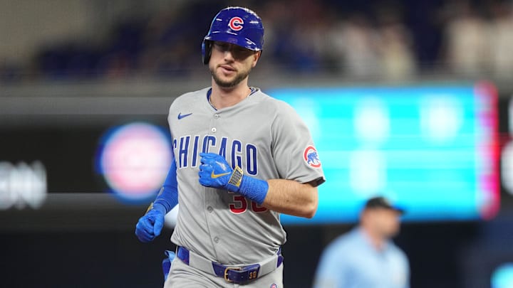 May 21, 2025; Miami, Florida, USA; Chicago Cubs designated hitter Kyle Tucker (30) rounds the bases after a solo home run in the first inning against the Miami Marlins at loanDepot Park. May 21, 2025; Miami, Florida, USA; Chicago Cubs designated hitter Kyle Tucker (30) rounds the bases after a solo home run in the first inning against the Miami Marlins at loanDepot Park.