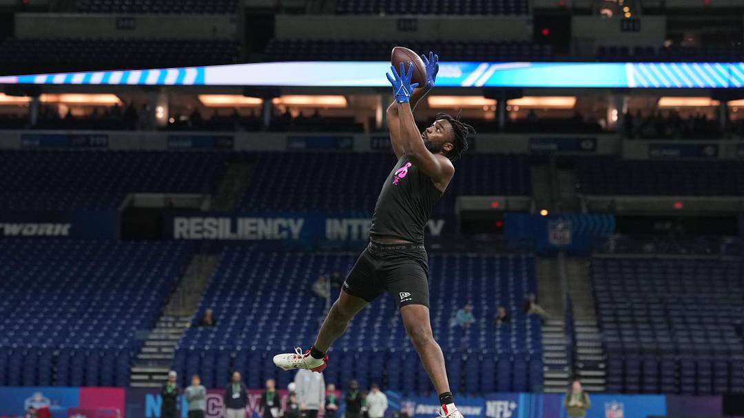 SMU tight end RJ Maryland (TE16) during the NFL Scouting Combine