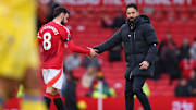 Bruno Fernandes avec Ruben Amorim après un match contre Crystal Palace.