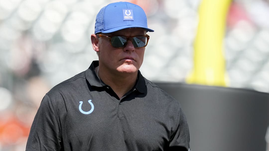 Aug 23, 2025; Cincinnati, Ohio, USA; Indianapolis Colts general manager Chris Ballard leaves the field in the game against the Cincinnati Bengals at Paycor Stadium. Mandatory Credit: Christine Tannous-USAToday Network via Imagn Images