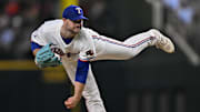 Texas Rangers relief pitcher Danny Coulombe (54) in action during the game between the Texas Rangers and the New York Yankees at Globe Life Field.