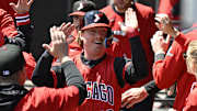 Chicago White Sox second baseman Chase Meidroth (10) celebrates after scoring against the Houston Astros at Rate Field. 
