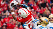 Nebraska wide receiver Jacory Barney Jr. makes a catch against UCLA on Nov. 2, 2024.