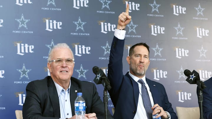 Stephen Jones introduces new Cowboys head coach Brian Schottenheimer. Stephen Jones introduces new Cowboys head coach Brian Schottenheimer.
