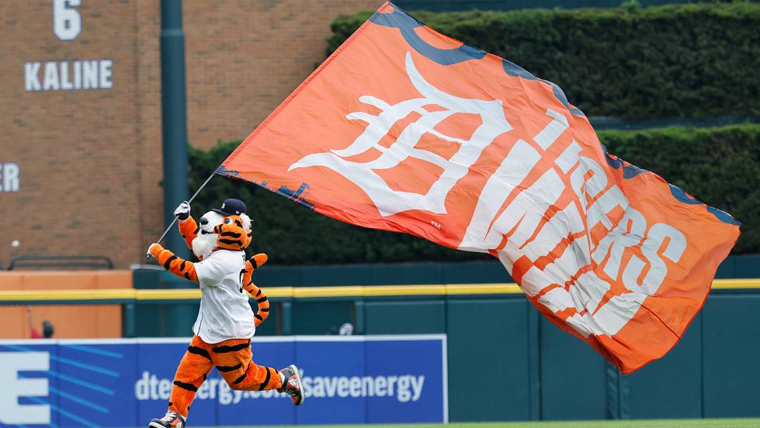 Detroit Tigers mascot Paws. Credit: Rick Osentoski-Imagn Images
