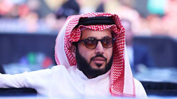 Turki Alalshikh looks on during the Middleweight fight between Josh Kelly and Ishmael Davis, on the Riyadh Season - Wembley Edition on September 21, 2024 in London, England. He finally bows to Usyk, says he is the best boxer so far