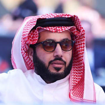 Turki Alalshikh looks on during the Middleweight fight between Josh Kelly and Ishmael Davis, on the Riyadh Season - Wembley Edition on September 21, 2024 in London, England. He finally bows to Usyk, says he is the best boxer so far